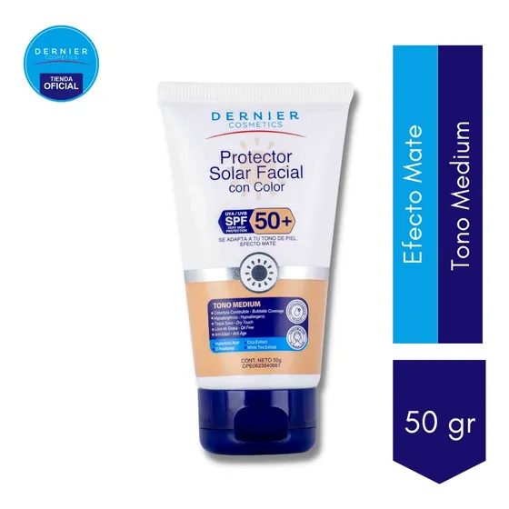 Protector Solar Facial Dernier Con Color Tono Medium 