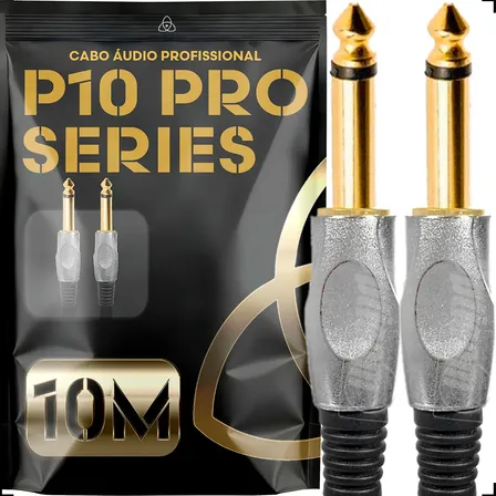 Cabo P10 de Áudio Mono Profissional 10 Metros para Guitarra e Teclado – Trinity Pro Series