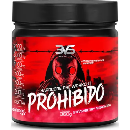 Prohibido Pré Treino 360g - Sabor: Strawberry Margarita (morango) - A Combinação Perfeita De 8 Ingredientes Que Proporcionam Energia Do Início Ao Fim Do Seu Treino