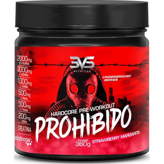 PROHIBIDO PRÉ TREINO 360g - Sabor: Strawberry Margarita (Morango) - A Combinação