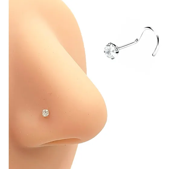 Pircingfr Nariz Nostril Ponto Luz Pedrinha Grande Prata 925 Cor Prateado