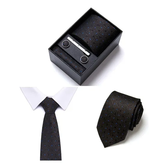 Set Corbata Hombres Pañuelo Sujetador Colleras Regalo Padre