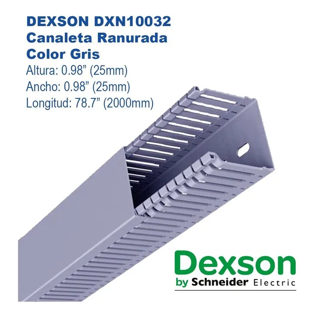 Canaleta Ranurada Dexson 25 X 25mm X 2m Color Gris