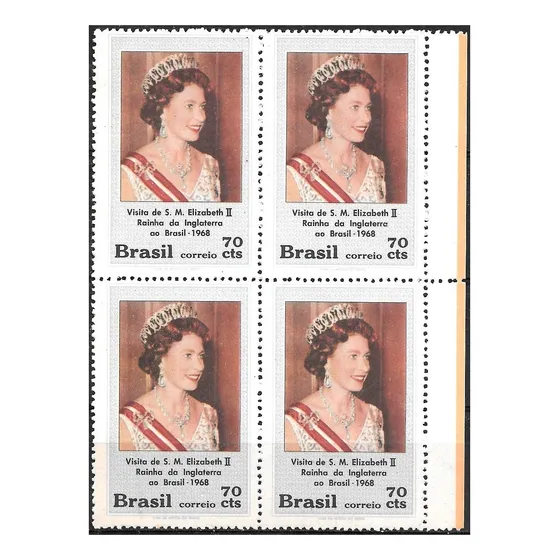 Visita Reina Isabel 2 - Brasil 1968 - Cuadro Mint - Yv 874