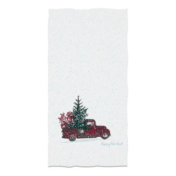 Slhets Camion Rojo Navidad Cargado Arbol Pino Regalo Toalla