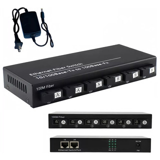 Convertidor Switch De Fibra Óptica Monomodo 6 Puertos 100mb Convertidor Switch De Fibra Óptica Monomodo 6 Puertos 100mb