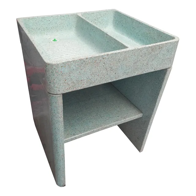 Lavadero De Granito Con Bases (medida Estándar). Verde Agua