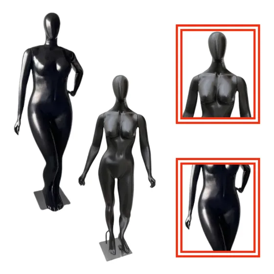 Manequim Feminino Magra+plus Size Gg Pose Preta Completa