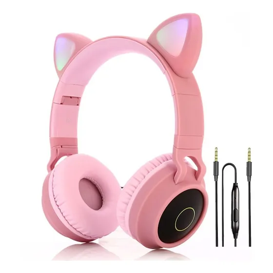 Auriculares Bluetooth Inalámbricos Orejas Gato Luz Led