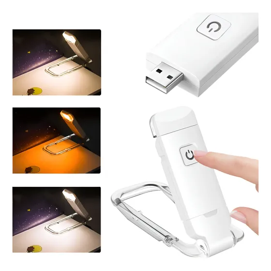 Luminaria Led Recarregavel Usb Luz De Leitura Com Clipe