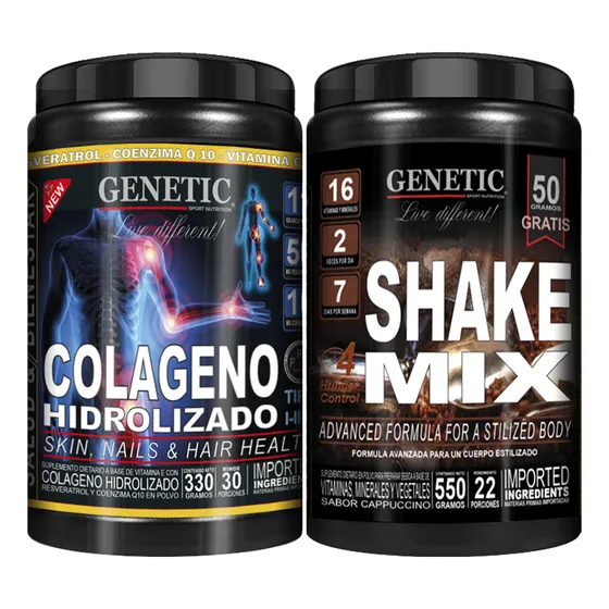 Reemplaza Comidas Shake Mix Colageno Resveratrol Q10 Genetic