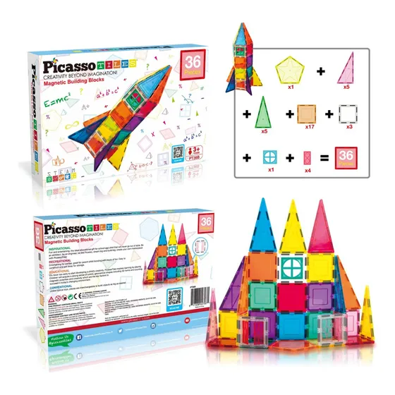 Juego De Bloques Magnéticos Modelo Cohete De 36 Piezas
