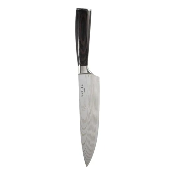 Cuchillo Acero Inoxidable Chef Sakura Diseño Damasco 33cm