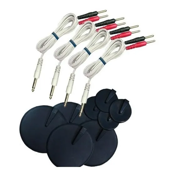 4 Cables Y 8 Electrodos De 10 Cm Electroestimuladores Tens