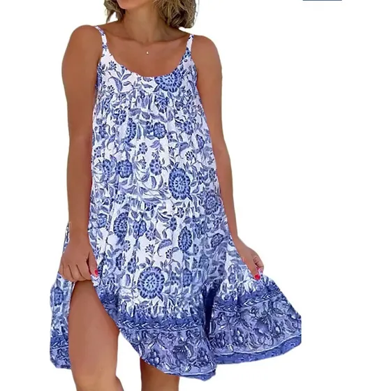 Vestido De Playa Halter Con Estampado De Lunares Para Mujer