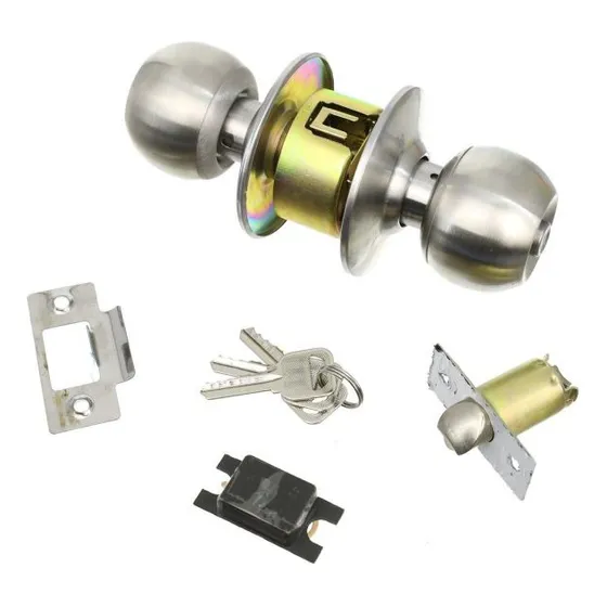 Cerradura Pomo Plateado Interior 3 Llaves Con Boton 