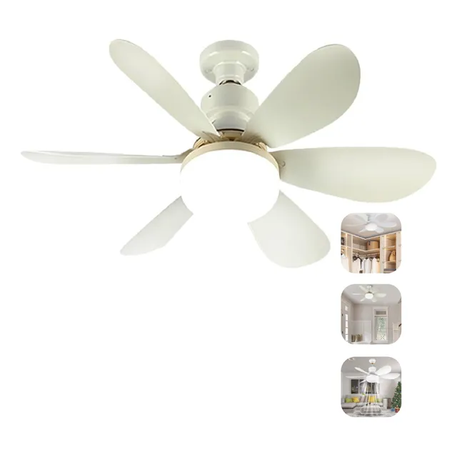 Ventilador Teto Lâmpada 80w Led E27 Ajustável Bivolt 5/pás
