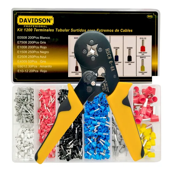 Pinza Crimpeadora 0.25-10mm. + 1200 Terminales | Davidson