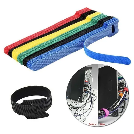 Kit 100 Organizador De Cabos Fios Abraçadeira Velcro Prender