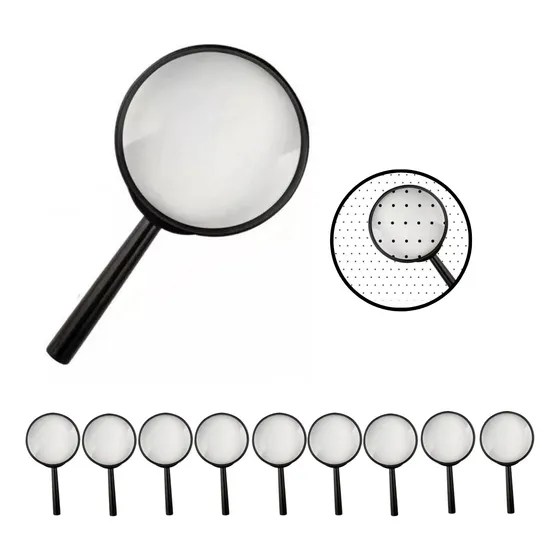 Kit 10 Lupa De Aumento 10cm Lente Manual Leitura Estetica