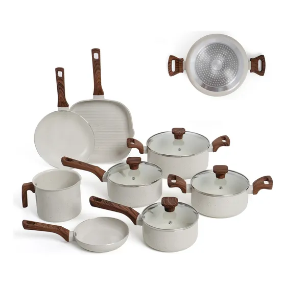 Conjunto Panelas 8pcs Vanilla Revest. Cerâmica Gás + Indução