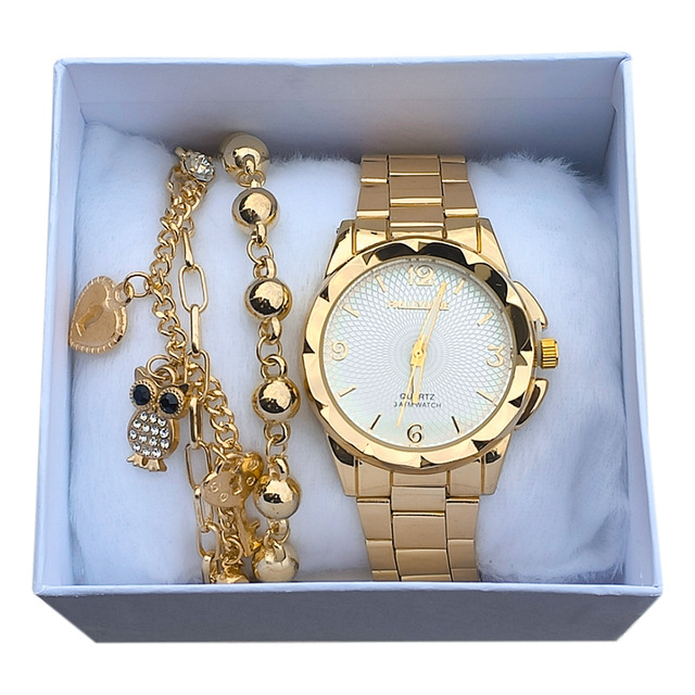 Relógio Feminino A Prova D'água Com Pulseira Presente Relógio Feminino A Prova D'água Com Pulseira Presente