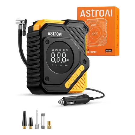 Compressor De Ar Portátil Para Pneus De Automóveis Astroai Preto 50hz/60hz Monofásica 12v