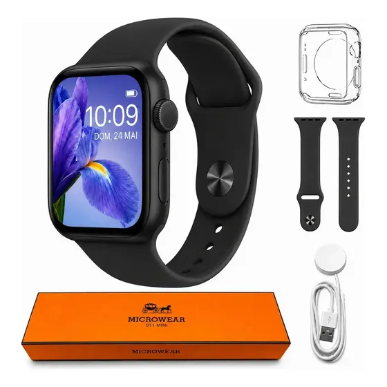 Relogio Microwear Smartwatch S11 Mini Series 11 42mm Whatsapp Gps Nfc Modo Esporte Fitness inteligente Preto