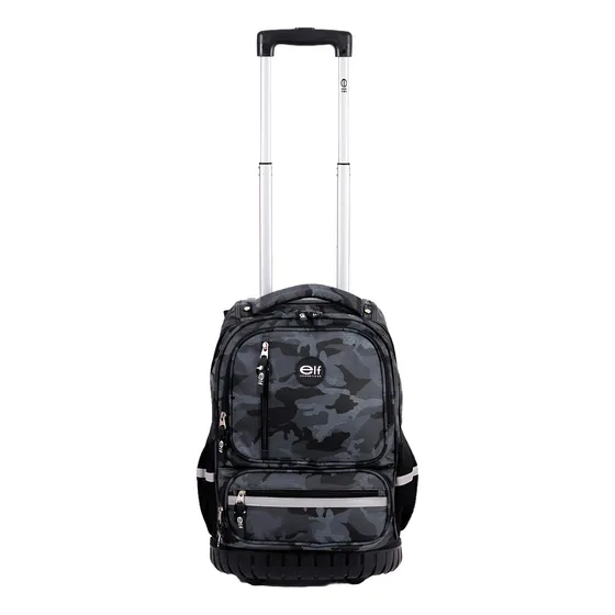Mochila Con Carro Elf Base De Goma 2 Divisiones 6454 Color Negro Diseño De La Tela Estampado
