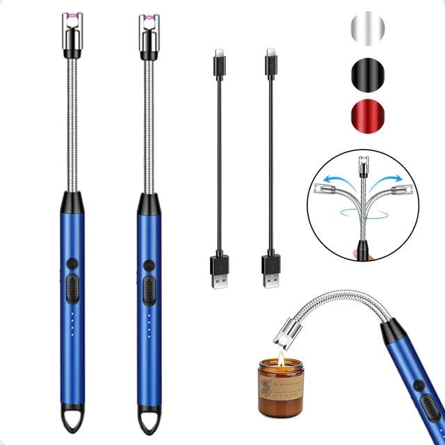 2pcs Usb Encendedor Eléctrico Portátil Recargable De Cocina