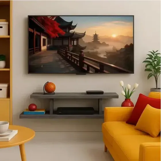 Owkuan Repisa Flotante Tv Sala Elegante Minimalista 80 Cm Color Madera Gris