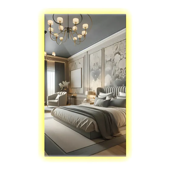 Espelho Primeira Linha Grande 80x60 Com Led À Pilha Sem Fio