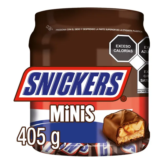Snickers Minis Chocolate Con Leche Vitrolero 45 Piezas De 9g