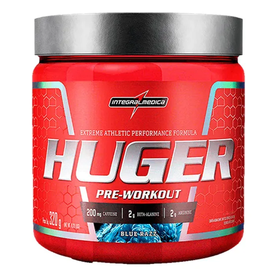 Pré-Treino Huger 320g - Força, Foco e Energia - Blue Razz - Integralmedica
