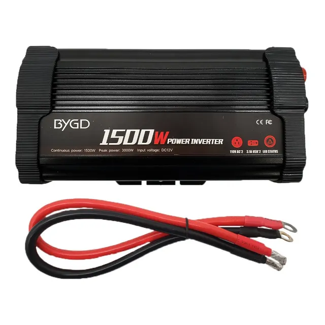Inversor De Corriente 1500w 12v A 110v Doble Enchufe Y Usb