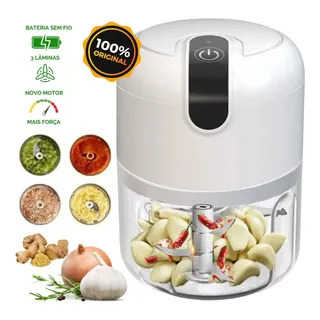 Mini Processador De Alimentos Moedor Elétrico De Alho S/ Fio Cor Branco Mini Processador De Alimentos Moedor Elétrico De Alho S/ Fio Cor Branco