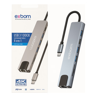 Hub Usb-c 8 Em 1 Com Portas Hdmi Rj45 Usb-c Microsd Usb 3.0 Hub Usb-c 8 Em 1 Com Portas Hdmi Rj45 Usb-c Microsd Usb 3.0