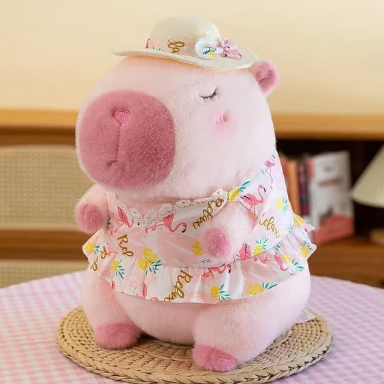Peluche Juguete Capibara Carpincho Suave Modelos 25cm Rosa Vestido