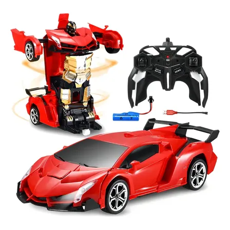 Brincamundo Carro Robô De Controle Remoto Com Controle Remoto, 2,4 Ghz, Escala 1:18, Deformação Com Um Botão, Rotação De... Vermelho Marshall
