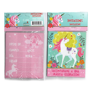 Invitación Fiesta Infantil 32 Tarjetas Sin Sobre Unicornio Invitación Fiesta Infantil 32 Tarjetas Sin Sobre Unicornio