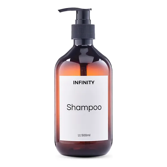 Dispensador Plástico Ámbar 500ml Shampoo Varias Etiquetas