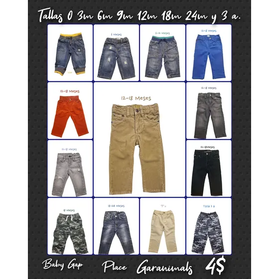 Pantalones Para Niños.   Pantalones Para Niños (talla 0 A