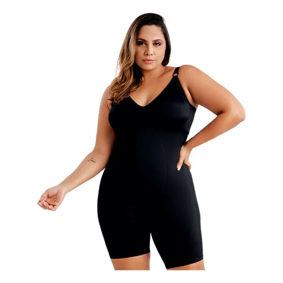Body Cinta Macaquinho Modeladora Com Perna Plus Size 350841