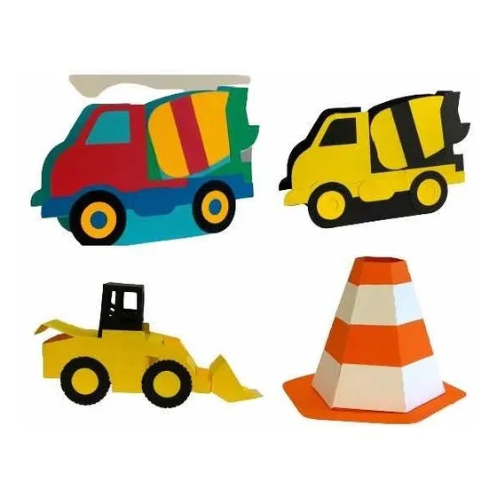 Cajas Temáticas De Construcción Para Mesa De Dulces 10 Pzs
