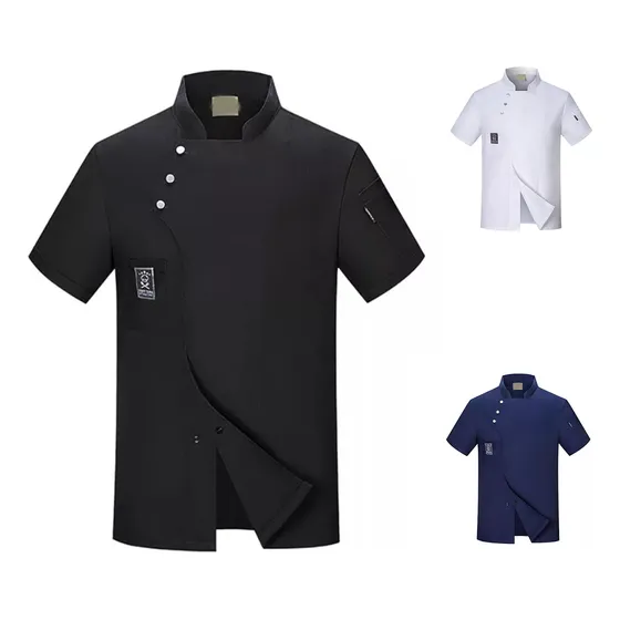 Camisa De Manga Corta, Uniforme De Chef, Algodón