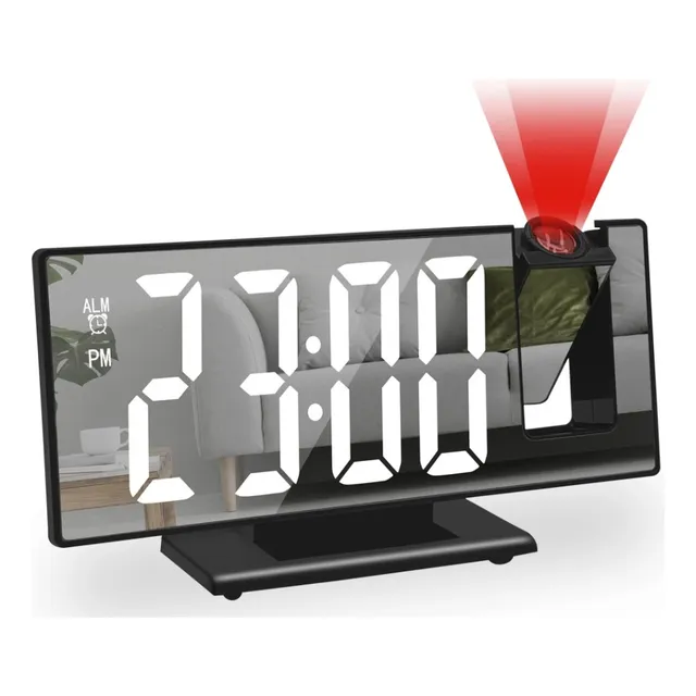 Reloj Digital Proyector 180 Grados Despertador Espejo Temper