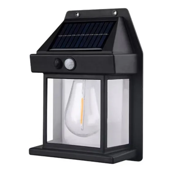 Farol Solar De Pared + Sensor Movimiento Luz Cálida Exterior