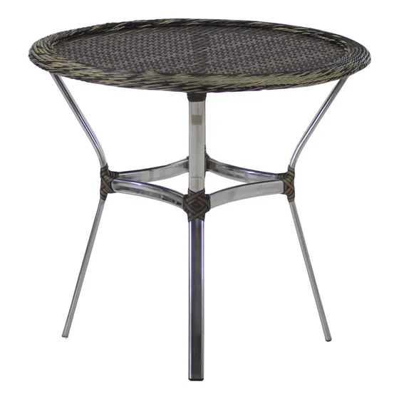 Mesa Com Tampo Tramado Para Jardim Piscina Cozinha Estrutura Capuccino