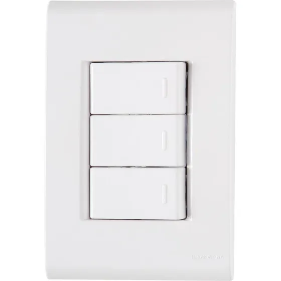 Conjunto Interruptor Triplo 3 Teclas Simples Tramontina Liz