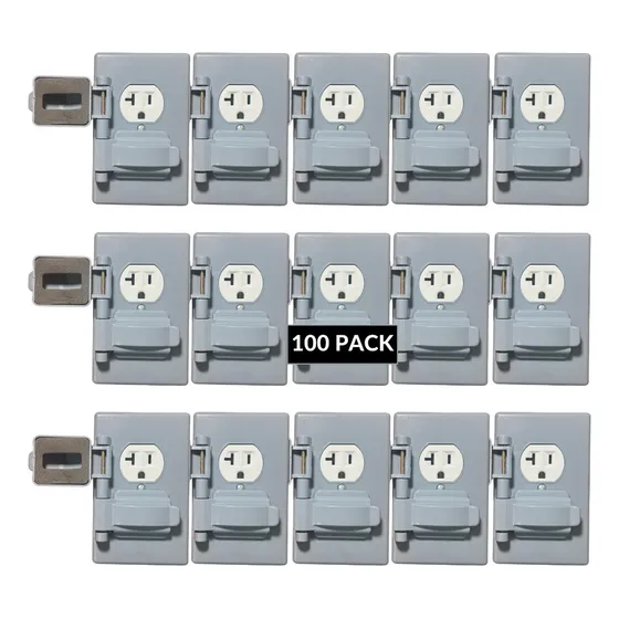 Contacto Doble 20a Color Blanco Con Tapa Intemperie 100 Pack